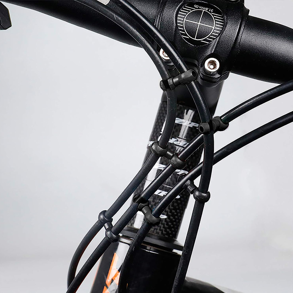 Cycling Gear Guide - Fahrrad-Bremszugführung mit S-Clip, Schwarz, Kreuzlinien-Clip, Ringverschluss,